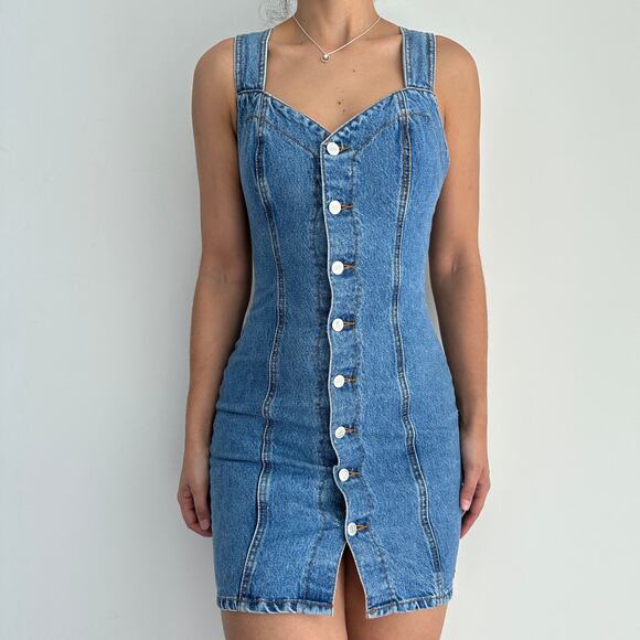 BONGO Dresses & Skirts - Vintage Denim Dress Womens Small Cowgirl Western Festival Bongo 90s